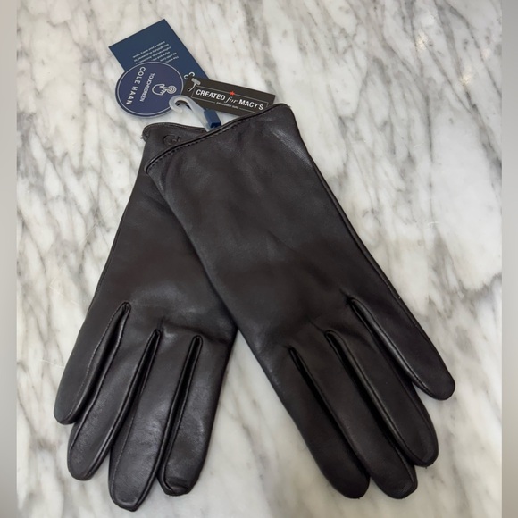 Cole Haan, Leather & Cashmere Basic Tech Glove, Brown, XL - Picture 1 of 3